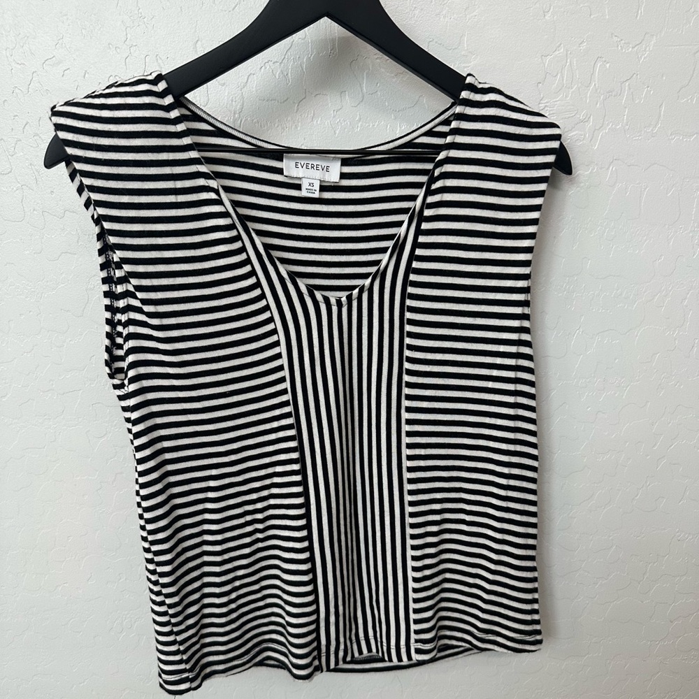 Evereve Stripped Blouse with shoulder pad detail